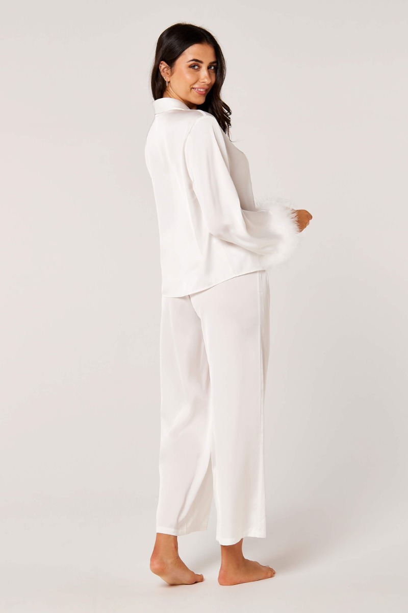 Feather Detail Button-Up Two-Piece Pajama Set product image 5