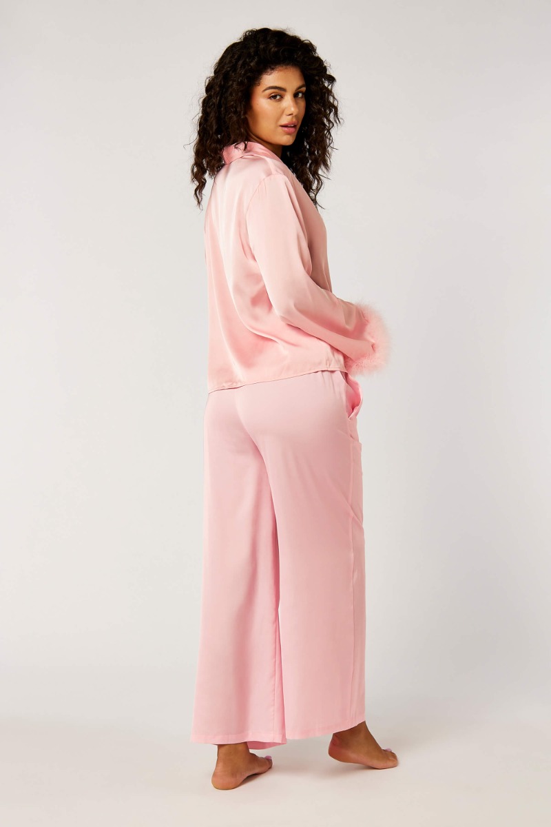 Feather Detail Button-Up Two-Piece Pajama Set product image 3