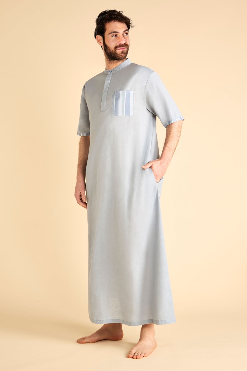 جلابية رجالية بأكمام قصيرة وجيوب جانبية product image 1