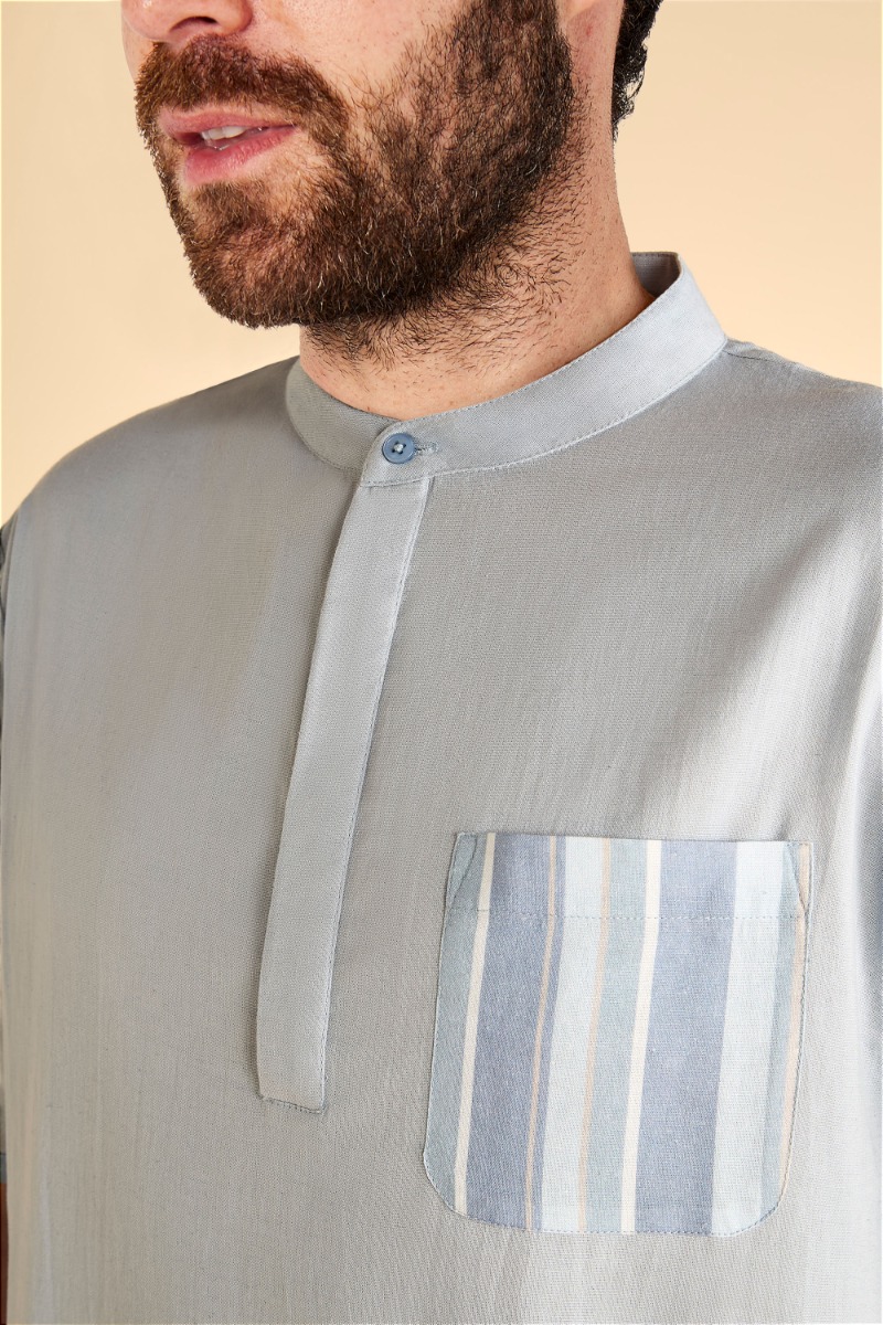 جلابية رجالية بأكمام قصيرة وجيوب جانبية product image 3