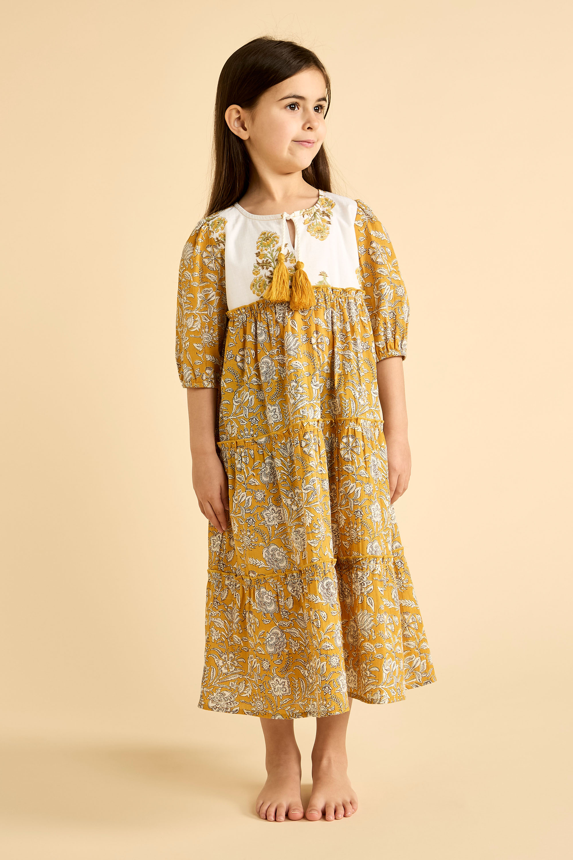 Girls' Wide Cut Printed Kaftan with Tassels product image 1