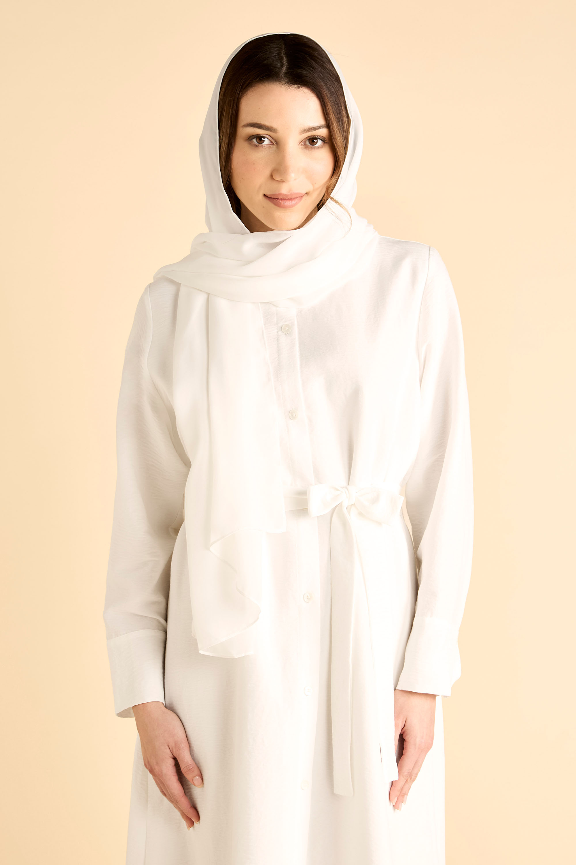 فستان طويل بأزرار مع حزام product image 3