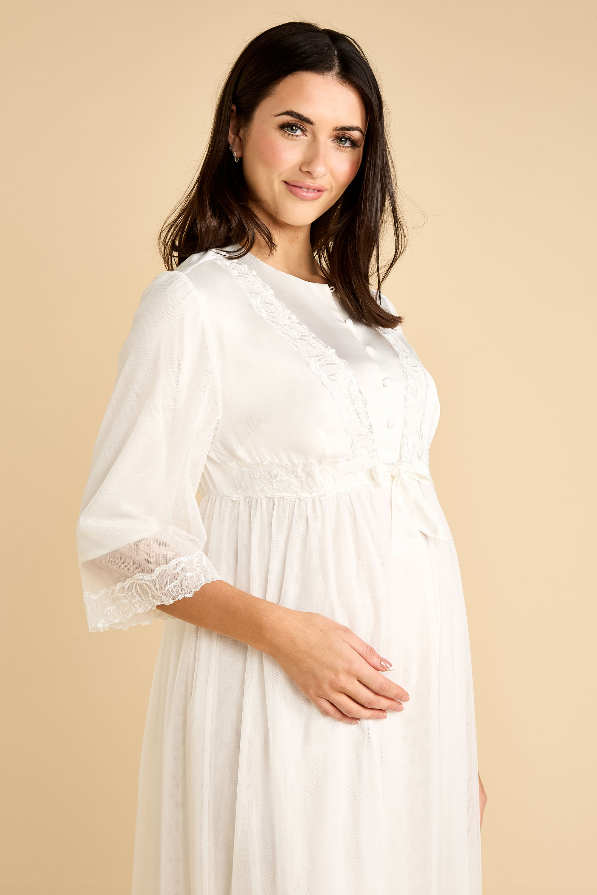 Maternity Dress & Tulle Robe with Lace Trim product image 2