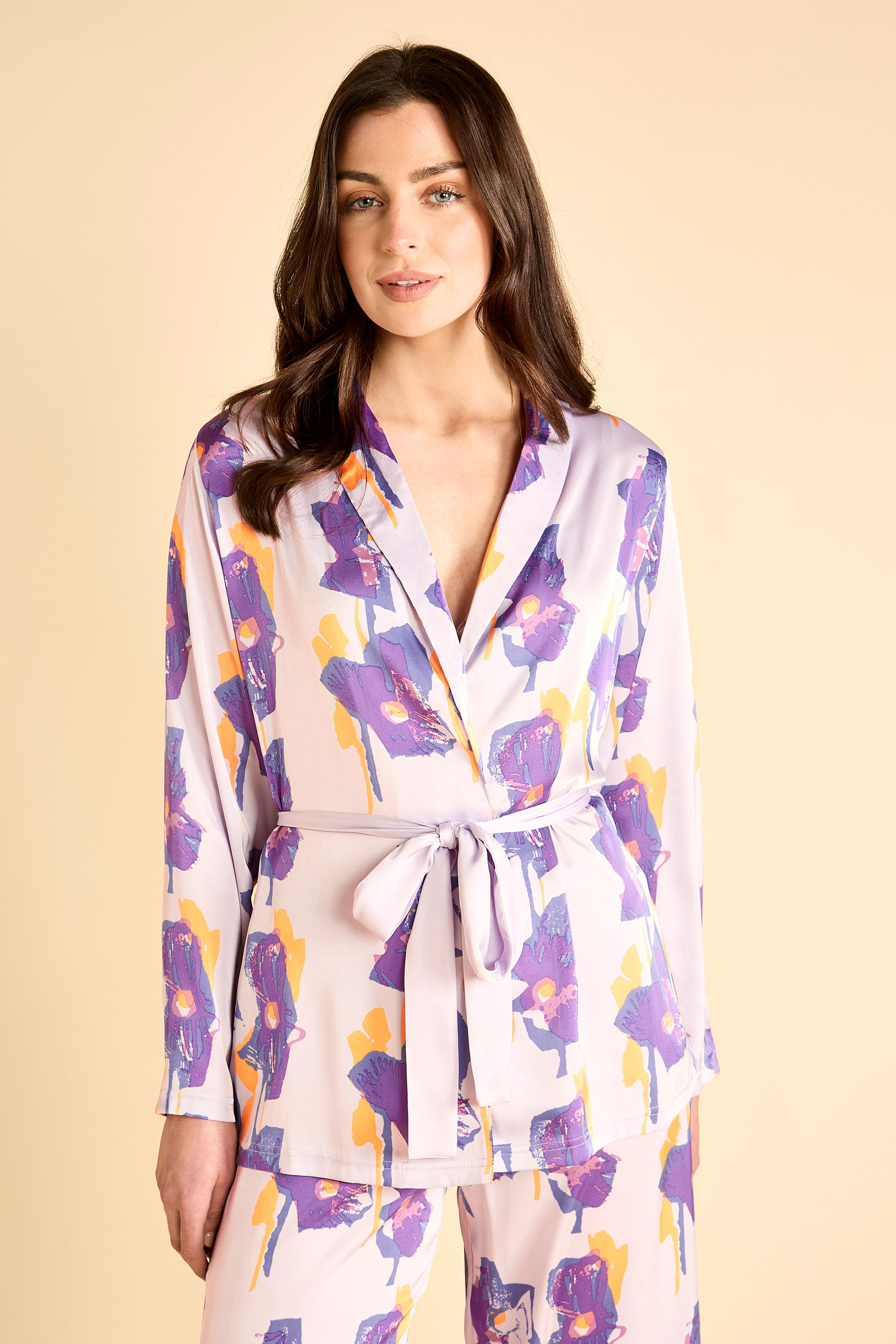 Open Style Printed Pyjama Set with Belt product image 2