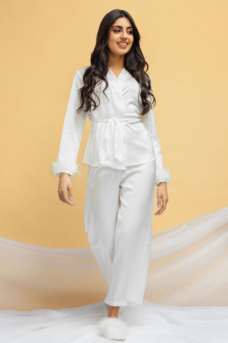 Bridal Pyjama Set with Feather Trims product image 15
